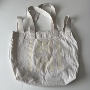 H&M W M Cream White Tote Bag Shoulder Bag Purse Canvas Tote